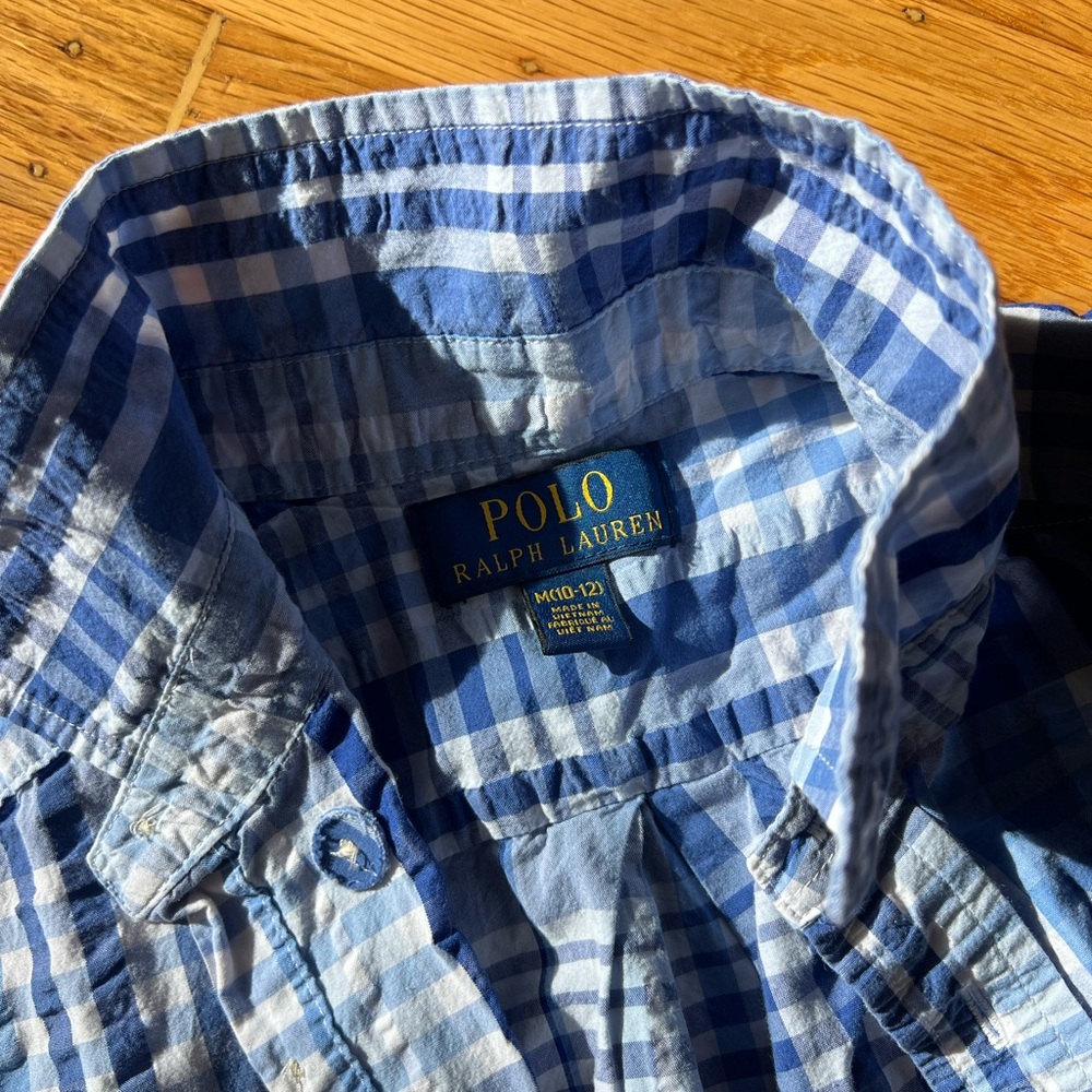 Ralph Lauren Blue and White Plaid Shirt